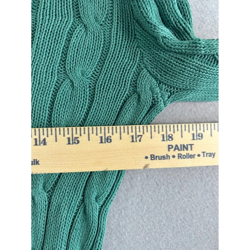 Polo Ralph Lauren Sweater Womens Small Teal Cable Knit Pima Cotton Pony Logo